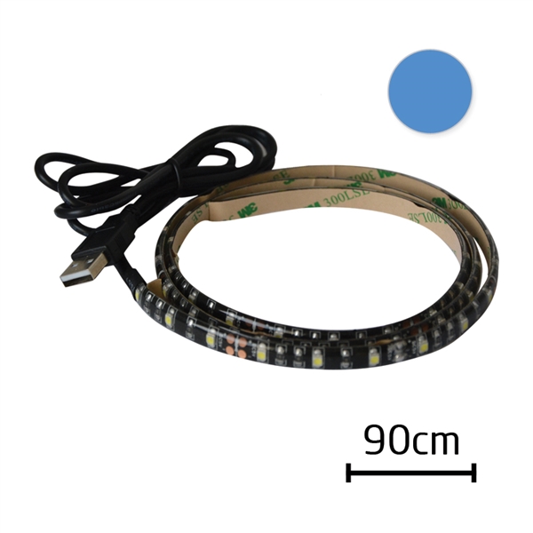 LED pásik s USB, 90 cm, modrá