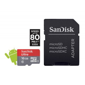Karta pamäťová SANDISK Micro SDHC 16GB Class 10 + adaptér