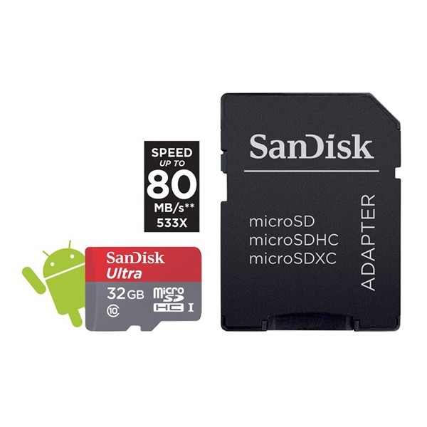 Karta pamäťová SANDISK Micro SDHC 32GB Class 10 + adaptér