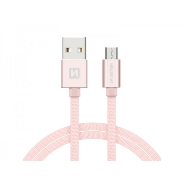 Kábel SWISSTEN USB/Micro USB 1,2M ružovo/zlatý