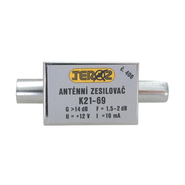 Antenný zosilňovač nízkošumový DVB-T 14dB IEC Teroz 406K