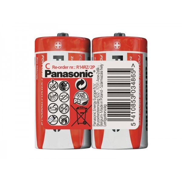 Batéria R14 (C) Red zinkouhlíková, PANASONIC 2S