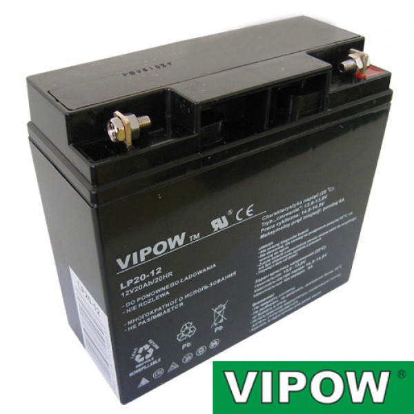 Batéria olovená 12V/20Ah VIPOW bezúdržbový akumulátor