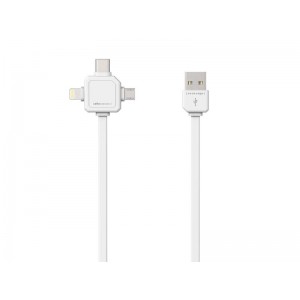 Kábel USB - MICRO USB / USB C-TYPE / LIGHTNING PowerCube biely