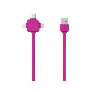 Kábel USB - MICRO USB / USB C-TYPE / LIGHTNING PowerCube fialový