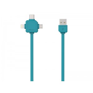 Kábel USB - MICRO USB / USB C-TYPE / LIGHTNING PowerCube modrý