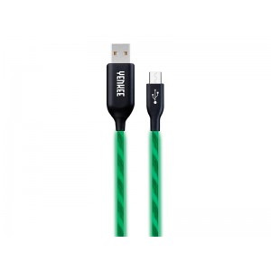 Kábel USB - Micro USB, svietiace zelený 1m YENKEE YCU 231 GN