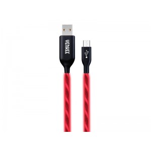 Kábel USB - Micro USB, svietiaci červený 1m YENKEE YCU 231 RD