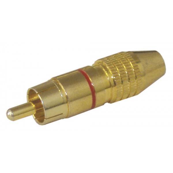 Konektor CINCH kábel kov zlatý pr.6mm červený