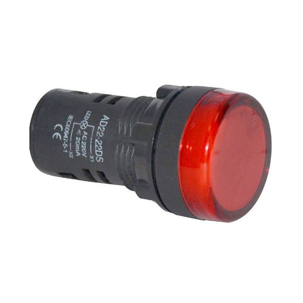 Kontrolka 230V LED 29mm, červená