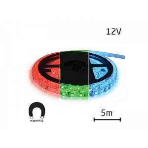 LED pásik 12V 5050 60LED/m IP20 max. 12W/m RGB, magnetický (1ks=cievka 5m)