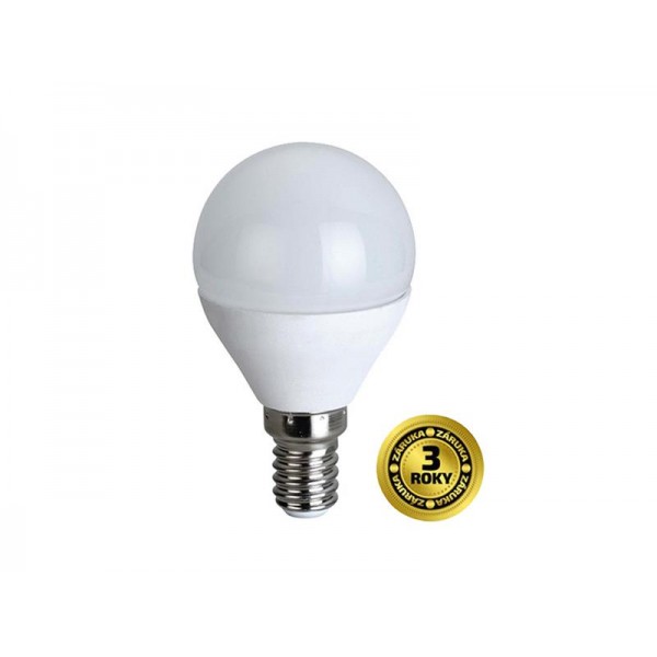 LED žiarovka, miniglobe, 6W, E14, 3000K, 420lm, biele prevedenie