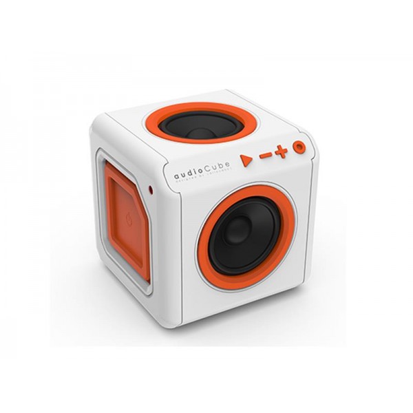 Reproduktor prenosný PowerCube AUDIOCUBE PORTABLE bielo-oranžový