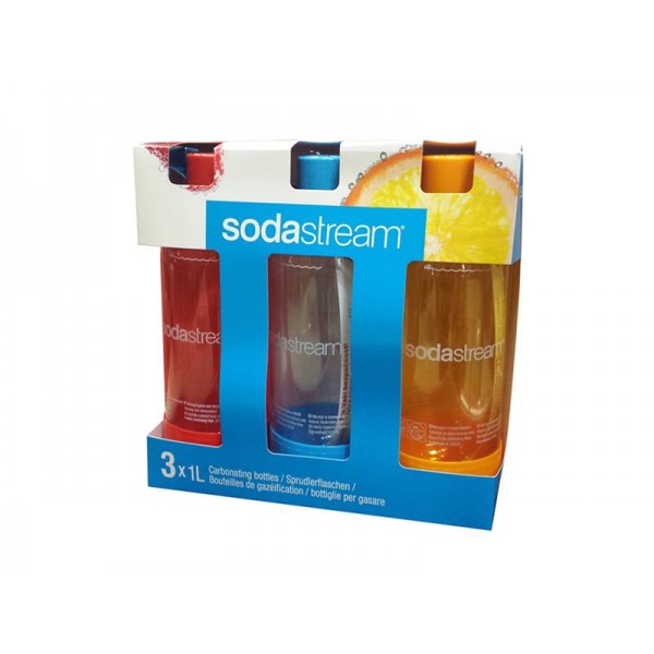 SodaStream fľaša TriPack 1L oranžová, červená, modrá