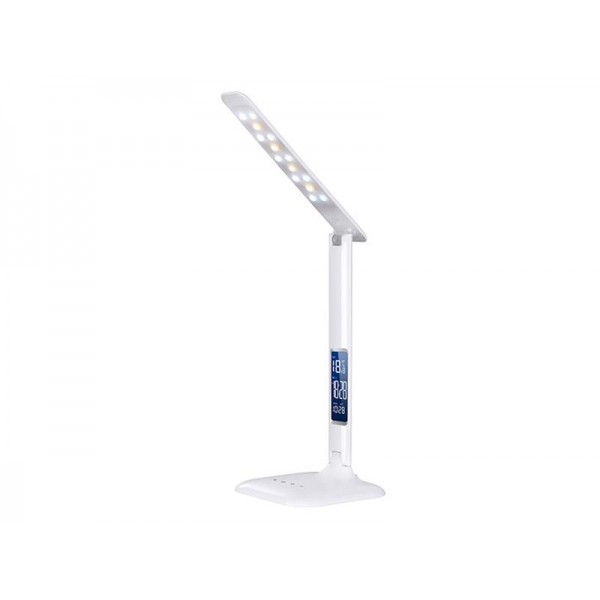 Svietidlo stolné LED stmievateľná stolná lampička s displejom, 6W, voľba teploty svetla, biely lesk