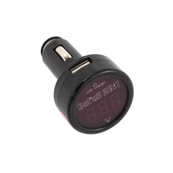Voltmeter do auta s nabíjačkou USB (5V/2,1A), rozsah merania 8-30V