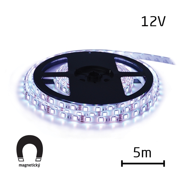 LED pásik 12V 5630 60LED/m IP65 max. 12W/m biela studená, magnetický (cievka 5m) zaliatý (Sanan čip)