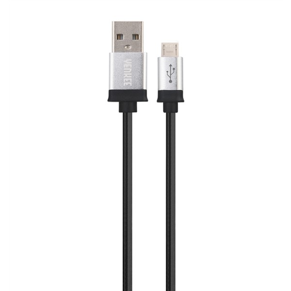 Kabel USB - Micro USB, černo-strieborný 1m YENKEE YCU 201 BSR