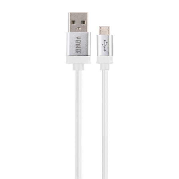Kábel USB - Micro USB, bielo-strieborný 1m YENKEE YCU 201 WSR