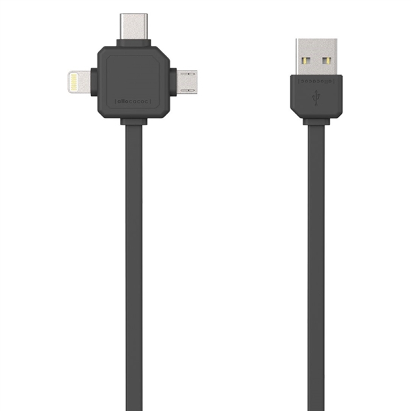 Kábel USB - MICRO USB / USB C-TYPE / LIGHTNING PowerCube sivý